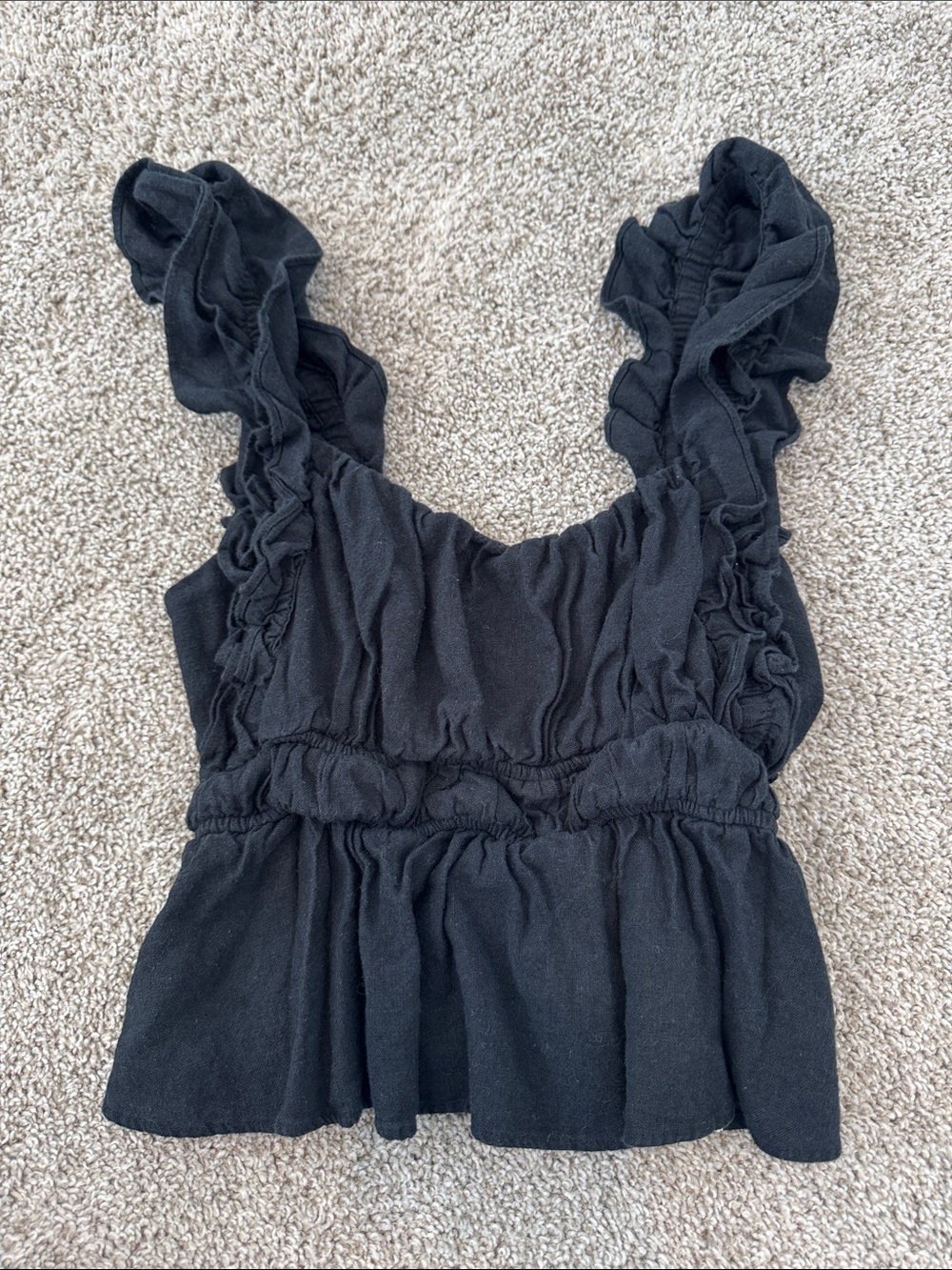Abercrombie & Fitch Black Ruffle Peplum Crop Top